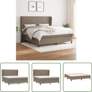 vidaXL Boxspring - Boxspringbed - Boxspring met matras stof taupe 160x200 cm - Tweepersoonsbed - Slaapcomfort - Pocketed Veren