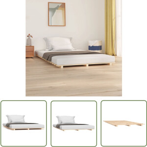 vidaXL Massief Grenenhout - Houten Bedframe - Bedframe massief grenenhout 120 x 190 cm - Bedframe 120x190 - Tweepersoons Bed - Stabiele Bedbodems