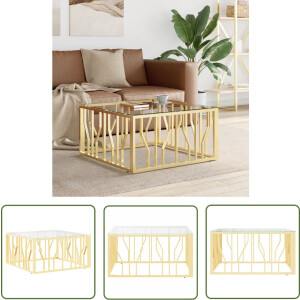 vidaXL Gouden Salontafel - Salontafel - Salontafel 80x80x40 cm roestvrij staal en glas goudkleurig - Modern Salontafel - Metalen Salontafel - Glazen Salontafel