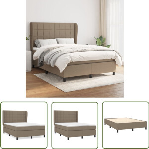 vidaXL Pocketvering - Boxspringbed - Boxspring met matras stof taupe 140x200 cm - Taupecouleur - Tweepersoonsbed - King Size Bed