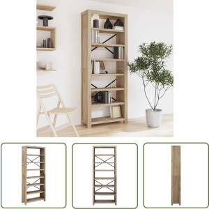 vidaXL Houten Boekenkast - Boekenkast - Boekenkast met 7 schappen 80x30x200 cm massief acaciahout - Vintage Boekenkast - Landelijke Boekenkast - Bibliotheek
