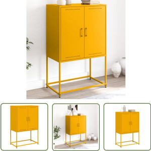 vidaXL Hoge kast - Staal - Mosterdgeel - 68,5x38,5x107 cm Hoge Kast - Industriële Stijl - Robuust Staal - Opbergkast - Mustard Geel