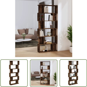 vidaXL Houten Boekenkast - Boekenkast - Boekenkast/kamerscherm 80x24x192 cm bewerkt hout gerookt eiken - Bruine Boekenkast - Vintage Boekenkast - Boekenplank