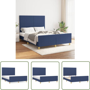 vidaXL Boxspring - Bedframe - Bedframe zonder matras stof blauw 140x200 cm - Tweepersoonsbed - Houten Bed - Blauwe Bed