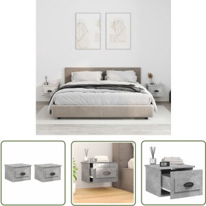 vidaXL Nachtkastje - Wandkast - Nachtkastjes 2 st wandgemonteerd 41,5x36x28 cm betongrijs - Betonlook - Grijs - Houten Kast