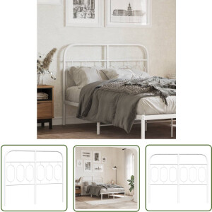 vidaXL Staal Hoofdbord - Hoofdbord - Hoofdbord 120 cm metaal wit - Witte Hoofdbord - Hoofdbord 120 Cm - Hoofdbord Modern