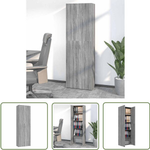 vidaXL Archivak - Kantoor Kast - Kantoorkast 60x32x190 cm bewerkt hout grijs sonoma eikenkleurig - Houten Kast - Grijze Kast - Opslagoplossing