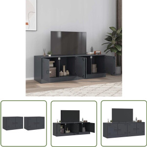 vidaXL Tv-meubel - Tv-kast - Tv-meubelen 2 st 67x39x44 cm staal antracietkleurig - Salontafel - Industrieel Design - Antraciet Kleur