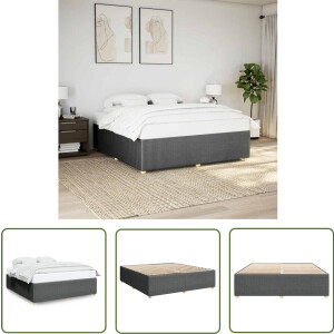 vidaXL Boxspring - Bed Frame - Bedframe zonder matras stof donkergrijs 180x200 cm - Tweepersoonsbed - Donkere Kleuren - Houten Bed
