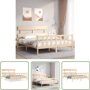 vidaXL Grenenhout Bed - Massief Grenenhouten Bed Frame - Bedframe zonder matras massief grenenhout 160x200 cm - Houten Bed - Tweepersoons Bed - Boxspring Bed