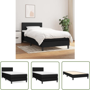 vidaXL Pocketvering - Boxspringbed - Boxspring met matras stof zwart 100x200 cm - Slaapcomfort - Zwarte Boxspring - Hoofdboard