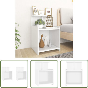 vidaXL Nachtkastjes - Nachtkasts - Nachtkastjes 2 st 40x35x60 cm bewerkt hout wit - Slaapkamermeubel - Houten Meubel - Witte Meubel