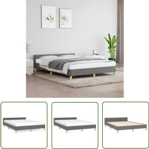 vidaXL Bedframe Stof Donkergrijs 140x190 cm Donker Grijs Bed Frame - Slaapcomfort - Houten Bed Frame - Tweepersoons Bed - Boxspring Bed
