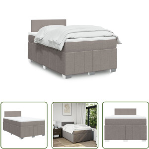 vidaXL Slaapcomfort - Boxspring - Boxspring met matras stof taupe 120x190 cm - Pocketveringmatras - Hoofdbord - Tapijtkleur