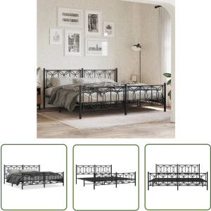 vidaXL Staal Bedframe - Robuust Bedframe - Bedframe met hoofd- en voeteneinde metaal zwart 193x203 cm - Zwart Bedframe - King Size Bedframe - Boxspring Bedframe