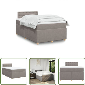 vidaXL Slaapcomfort - Boxspring - Boxspring met matras stof taupe 120x200 cm - Matras - Bed Frame - Bedroom Furniture