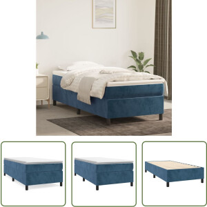 vidaXL Donkere Kleuren - Boxspring Frame - Bedframe zonder matras 100x200 cm fluweel donkerblauw - Velvet Bedframe - Tweepersoons Bed - Slaapcomfort