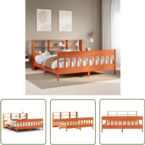 vidaXL Massief Hout - Bedframe - Bedframe zonder matras massief grenenhout wasbruin 200x200 cm - Grenenhout - Bed - Slaapkamer