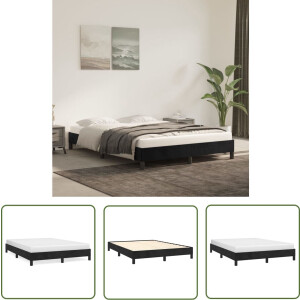 vidaXL Zwarte Bed Frames - Zachte Bedbodems - Bedframe zonder matras 140x190 cm fluweel zwart - Velvet Bed Frame - Tweepersoon Bed - Slaapkamers Decoreren