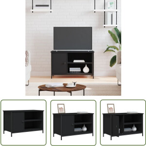 vidaXL Houten Tv Kast - Tv Kast - Tv-meubel 80x40x50 cm bewerkt hout zwart - Zwarte Tv Kast - Industrieel Tv Kast - Tv Stand
