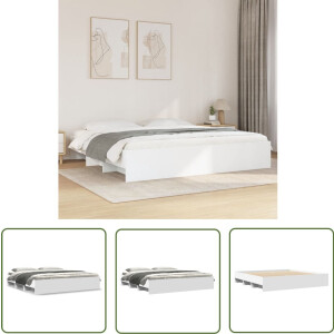 vidaXL Houten Bed - Bed Frame - Bedframe massief hout wit 200x200 cm - Wit Bed - Tweepersoons Bed - Boxspring