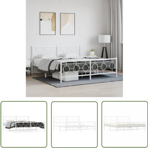 vidaXL Bed Frame 180x200 - Metalen Bed Frame - Bedframe met hoofd- en voeteneinde metaal wit 180x200 cm - Staal Bed Frame - Witte Bed Frame - Boxspring Frame