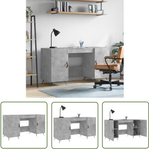 vidaXL Bureau Beton Grijs - Industriele Bureau - Bureau 140x50x75 cm bewerkt hout betongrijs - Compact Bureau - Studentenkamer Bureau - Kantoor Bureau