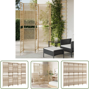 vidaXL Poly Rattan - Kamerscherm - Kamerscherm 5 panelen poly rattan beige - Dividers - Privacy Screen - Interieurdecoratie