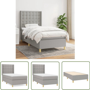 vidaXL Boxspring met matras - Lichtgrijs - 90x190 cm Boxspringbed - Boxspring - Slaapkamerinrichting - Bed Frame - Tweepersoonsbed