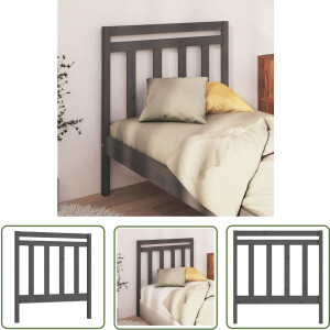 vidaXL Beddecoratie - Hoofd Bord - Hoofdbord 106x4x100 cm massief grenenhout grijs - Hoofdeinde - Grenenhout Meubilair - Grijze Kamer Decoratie