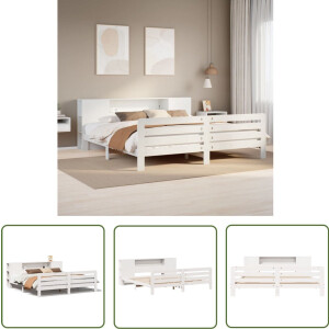 vidaXL Houten Bed - Bedframe - Bedframe zonder matras massief grenenhout wit 200x200 cm - Bedkast - Slaapkamers - Grenen Hout
