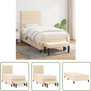 vidaXL Boxspring met matras - Stof - crèmekleurig Boxspringbed - Boxspring - Creme Kleur - Tweepersoonsbed - Pocketvering Matras