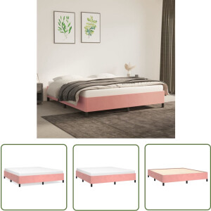 vidaXL Rozerood Bed - Fluwelen Bed Frame - Bedframe fluweel roze 180x200 cm - King Size Bed - Boxspring Bed - Hoofdbord