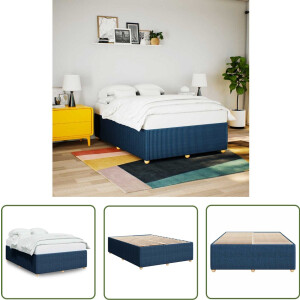 vidaXL Boxspring - Bed Frame - Bedframe zonder matras stof blauw 160x200 cm - Tweepersoonsbed - Slaapcomfort - Houten Bed