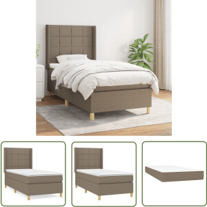 vidaXL Boxspring - Boxspringbed - Boxspring met matras stof taupe 100x200 cm - Tweepersoonsbed - Slaapcomfort - Matras