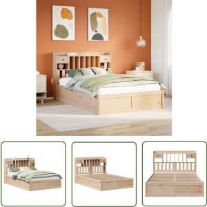 vidaXL Massief Hout - Bedframe - Bedframe zonder matras massief grenenhout 160x200 cm - Grenen - Bed - Slaapkamer