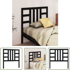 vidaXL Hoofdeinde - Hoofd Bord - Hoofdbord 96x4x100 cm massief grenenhout zwart - Beddecoratie - Slaapkamer Decoratie - Houten Hoofdbord