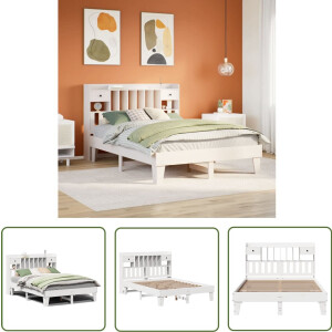 vidaXL Massief Hout - Bedframe - Bedframe zonder matras massief grenenhout wit 140x190 cm - Grenenhout - Bedbank - Slaapkamer