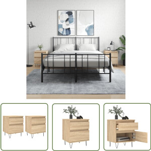 vidaXL Nachtkastjes - 2 stuks - Sonoma Eiken - 40x35x50 cm Nachtkastjes - Kastjes - Slaapkamermeubilair - Houten Meubels - Sonomaneuken