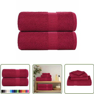 vidaXL Handdoek - Zeepdoekjes - Washandjes 2 stuks FROGN Bordeaux 30x30 cm 100% katoen - Katoen - Bordeauxrood - Keukenhandsdoek