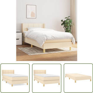 vidaXL Boxspring - Boxspringbed - Boxspring met matras stof crèmekleurig 100x200 cm - Bed Frame - Tweepersoonsbed - Creme Kleur