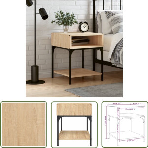 The Living Store Nachtkastje - Sonoma eiken - 40 x 41 x 50 cm - Duurzaam hout en ijzer