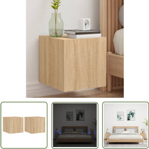 vidaXL Tv-kast - Tv-wandmeubel - Tv-wandmeubels met LED 2 st 30,5x35x30 cm sonoma eikenkleurig - Led-verlichting - Rgb Licht - Sonoma Eiken