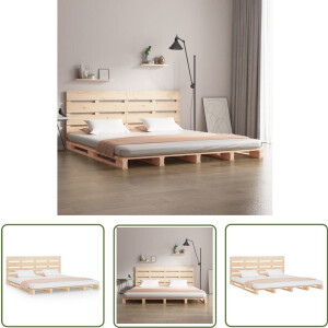 vidaXL Massief Grenenhout - Houten Bed - Bedframe zonder matras massief grenenhout 140x200 cm - Classic Bed - Tweepersoonsbed - Bedframe