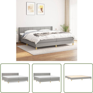 vidaXL Boxspring - Boxspringbed - Boxspring met matras stof lichtgrijs 200x200 cm - Tweepersoonsbed - Grijs Bed - Houten Bed Frame