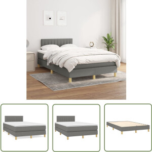 vidaXL Boxspring - Boxspringbed - Boxspring met matras stof donkergrijs 120x200 cm - Tweepersoonsbed - Slaapcomfort - Donkere Kleuren