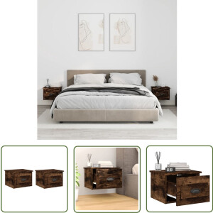 vidaXL Nachtkastjes - 2 stuks - Wandgemonteerd - Eiken Nachtkastje - Wandmontage - Kast - Meubilair - Houten Kast