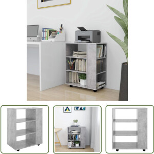 vidaXL Opbergkast - Verrijdbare Kast - Rolkast 60x35x75 cm bewerkt hout betongrijs - Kasten - Houten Kast - Grijze Kast