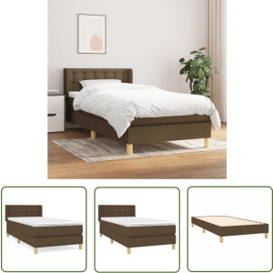 vidaXL Bed Frame - Boxspring - Boxspring met matras stof donkerbruin 100x200 cm - Donkere Meubels - Tweepersoonsbed - Slaapcomfort