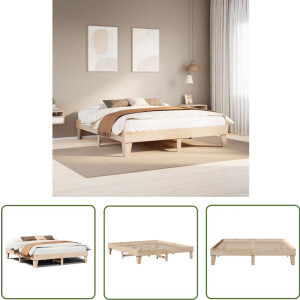 vidaXL Grenenhouten Bed - Bedframe - Bedframe zonder matras massief grenenhout 200x200 cm - Tweepersoonsbed - Boxspring - Slaapcomfort